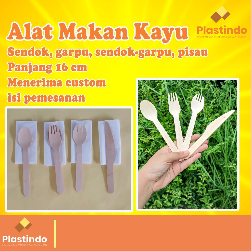 Sendok Garpu Kayu Tissue Sekali Pakai | Sendok Garpu Kayu Set | Dispossable Wooden Cutlery