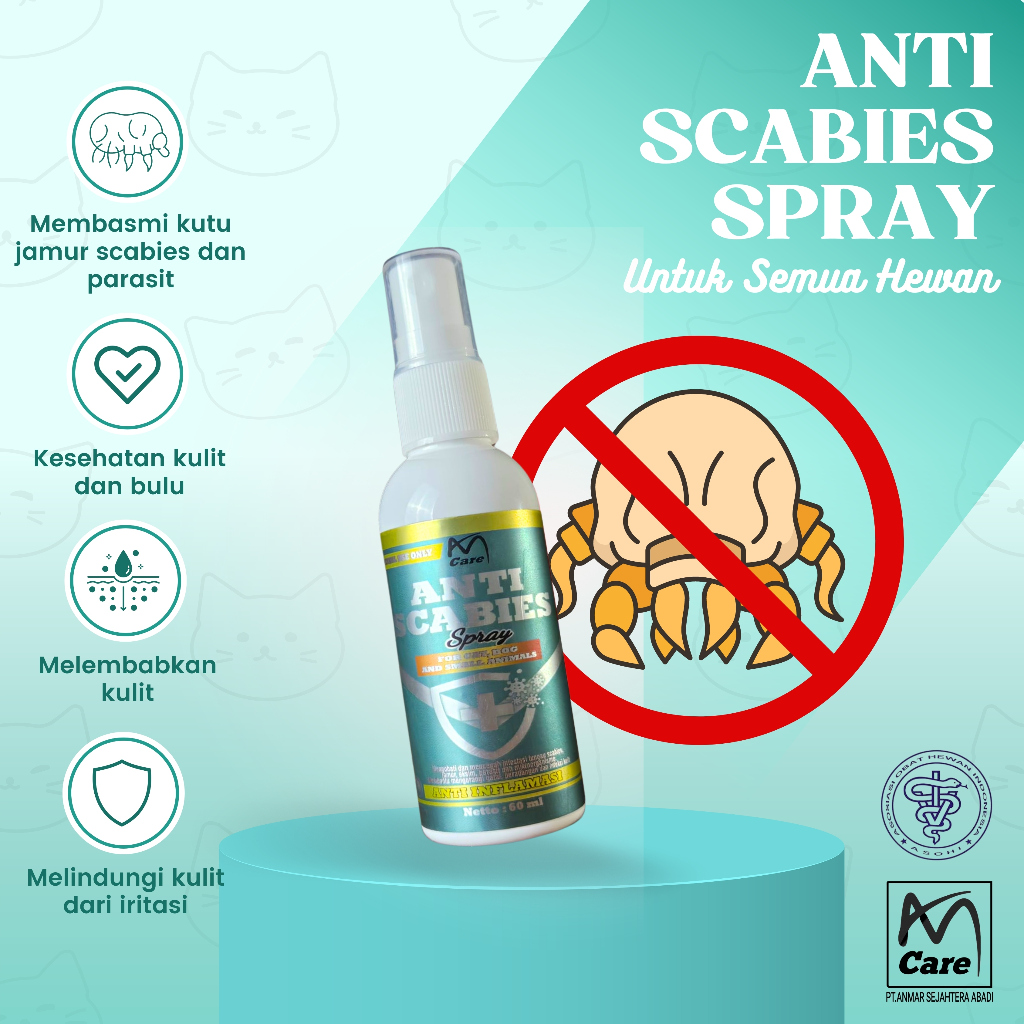 AmCare Spray Anti Scabies 60ml ( Bahan Aktif IVERMECTIN ) ~ Spray Anti Scabies, Anti Jamur untuk Sem