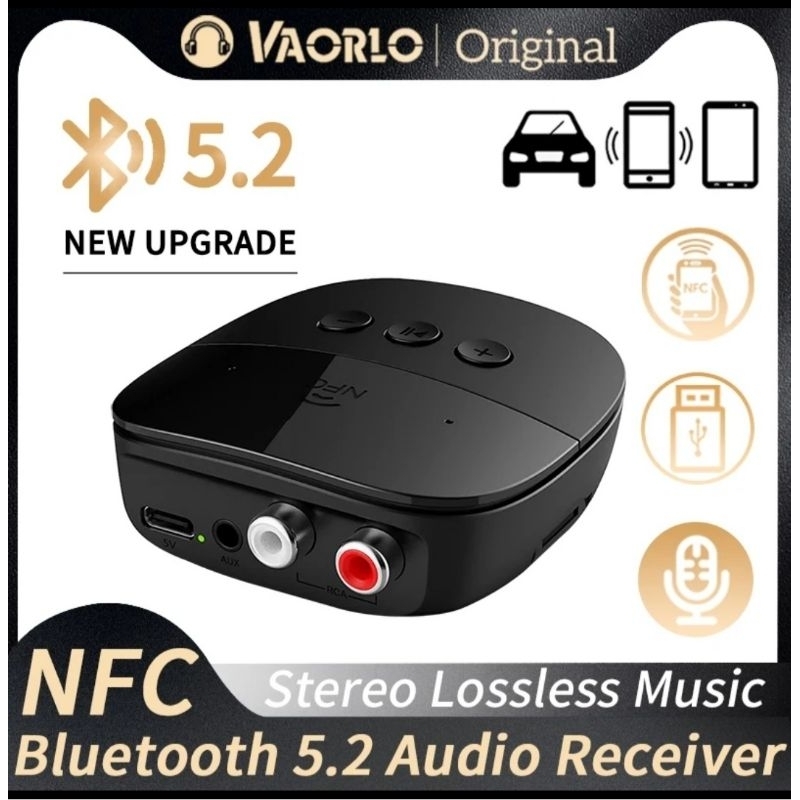 BISA COD Vaorlo Bluetooth 5.2 Receiver Audio Stereo NFC Memory card Flashdiskk RCA 3.5mm AUX interfa