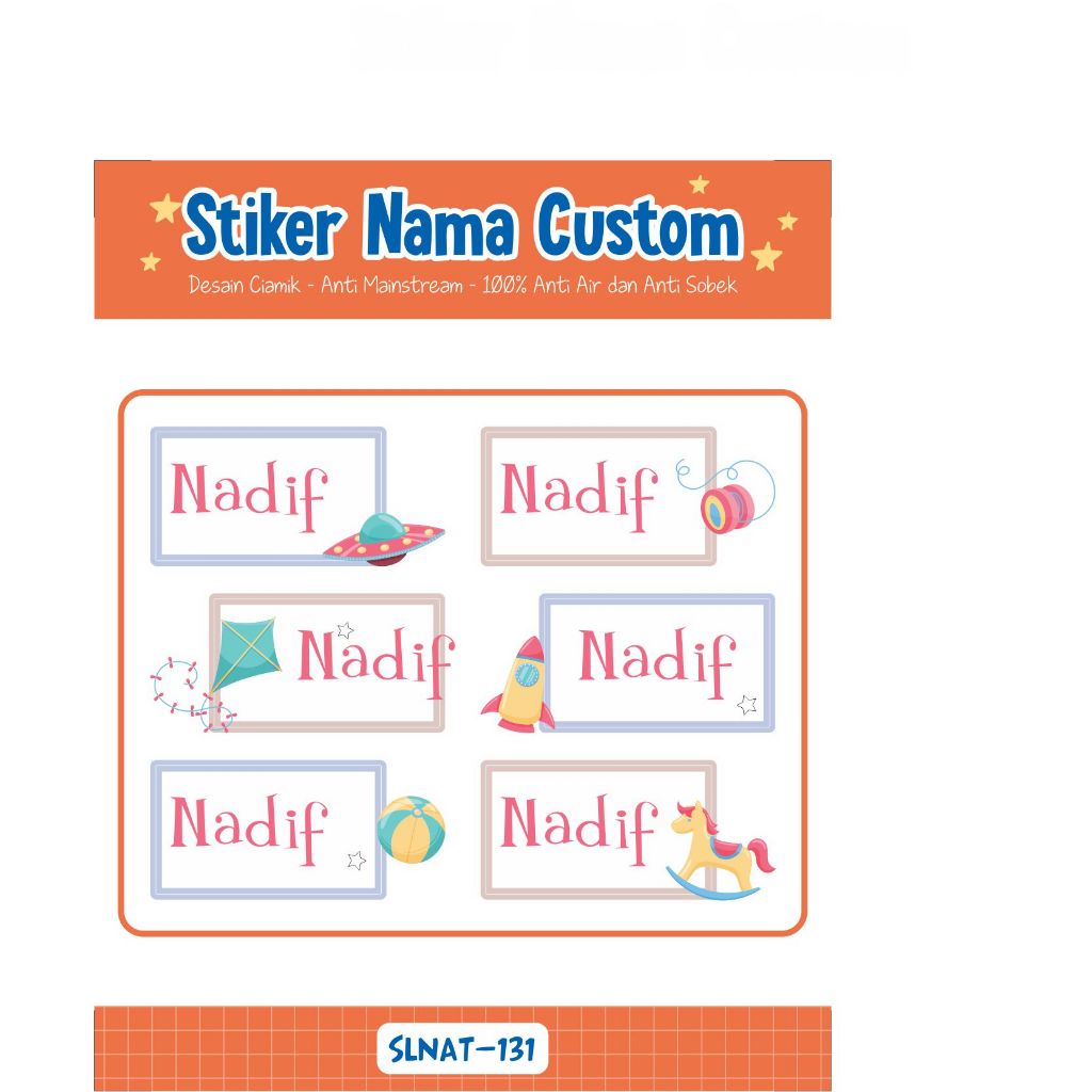 

Infinity Label Stiker Nama Anak Tas Sepatu Buku Sekolah Baju Botol SLNAT-131 Desain Anti Mainstream 2x4cm Waterproof 42pcs