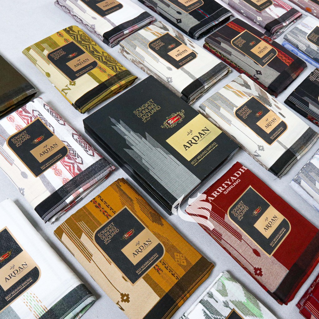 ARDAN Songket SGJ SGG Sarung Motif Songket Gunung Premium Hitam Putih Warna