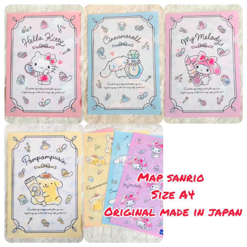 

sanrio cinnamoroll hello kitty pompompurin hangyodon clear file holder map size A4 original japan