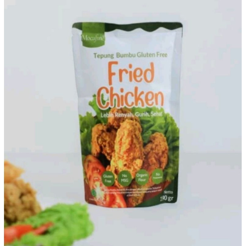 

Mocafine Tepung Bumbu Fried Chicken/Tepung Bumbu Ayam Goreng Organik Gluten Free 190 gr