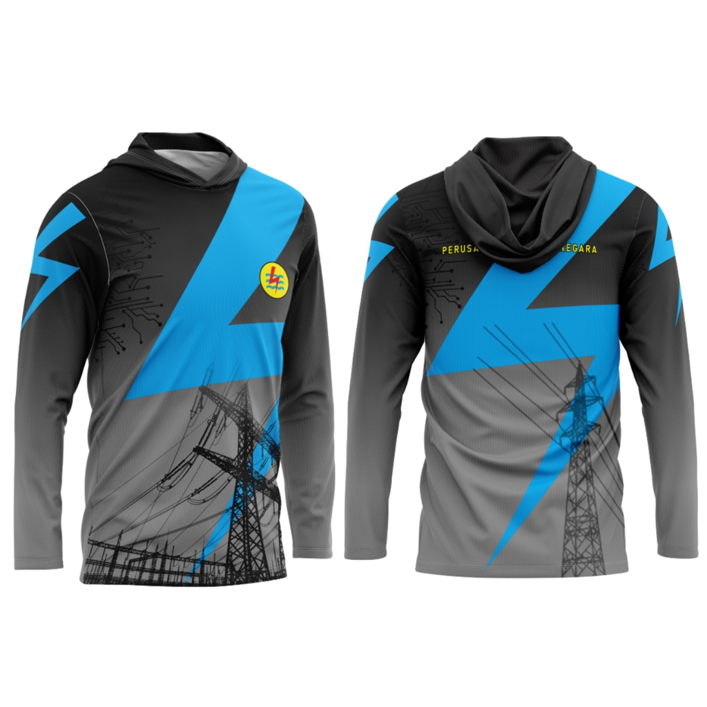 Baju Kaos PLN Longsleeve Hoodie Jersey PLN Pria Fullprint