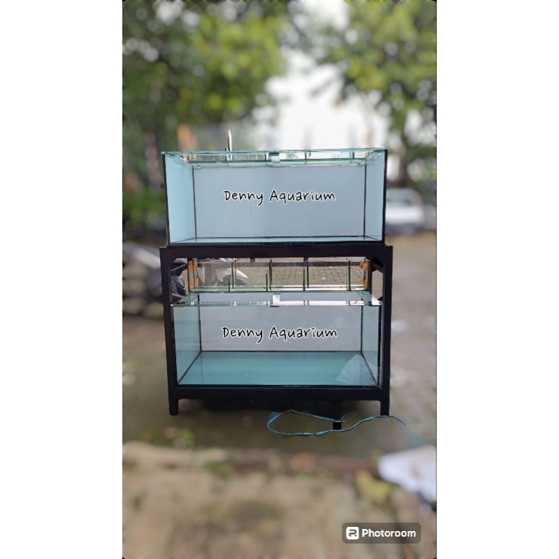 AQUARIUM KACA SET UKURAN 150x50x5cm KACA 10mm 2pcs PLUS RAK DAN TOP FILTER