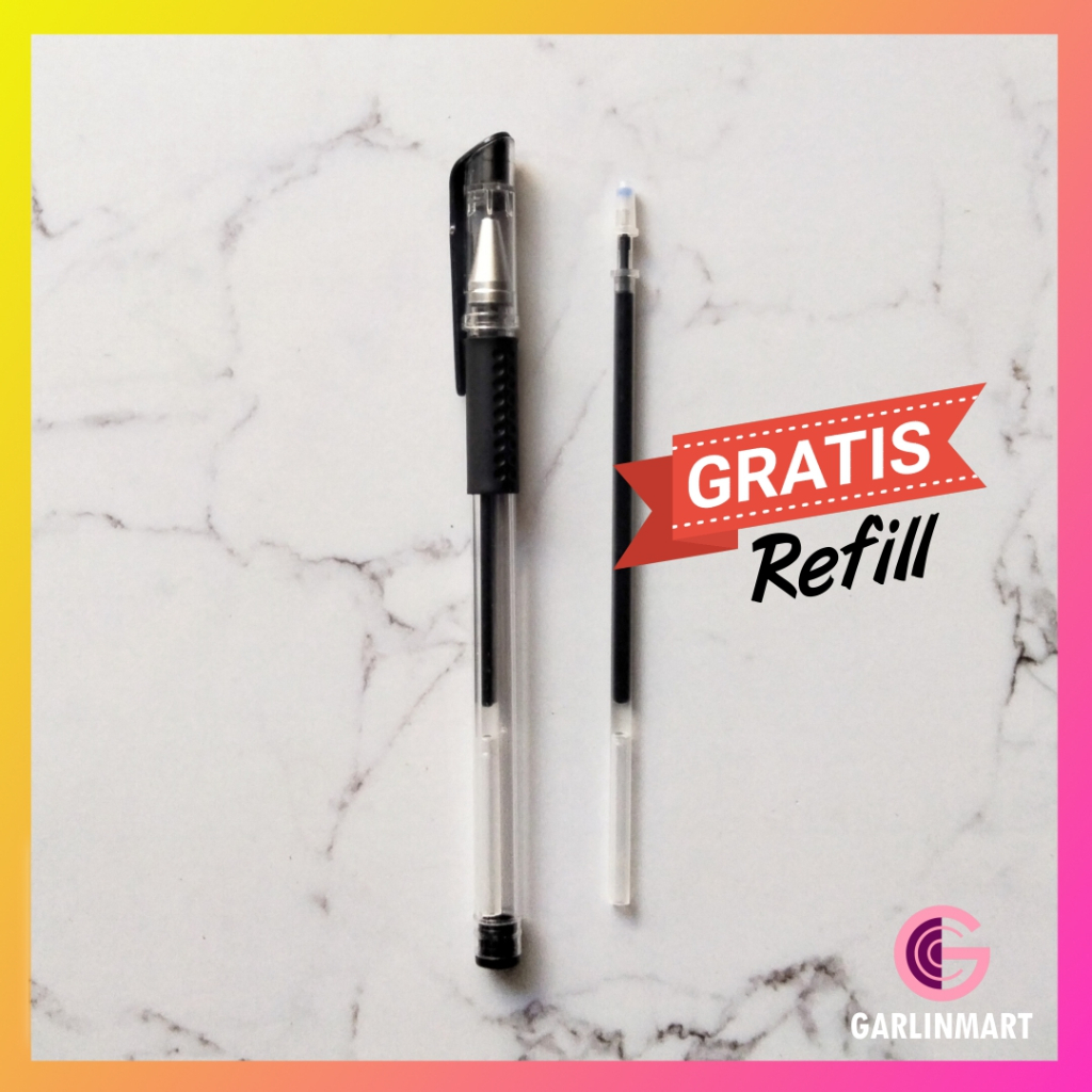 Pulpen Gel Warna Warni Standard Free Refill - Ujung Lancip Kualitas Terjamin