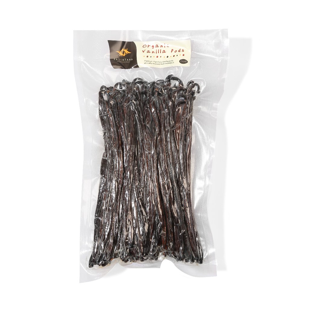 

Radjatara Organic Planifolia Vanilla Beans Premium Quality Grade A 250 gr 250 gr 250 gram