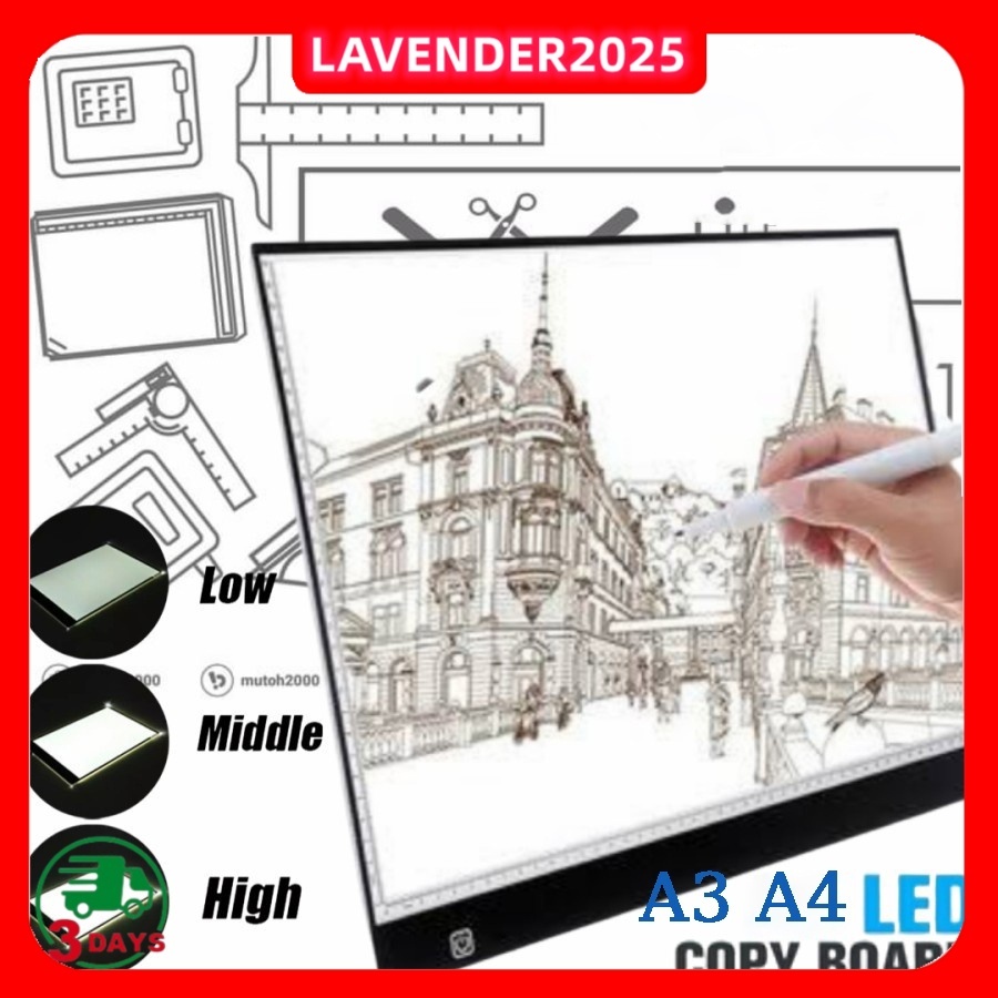 

A3/A4/A5 LED Drawing Tracing Board Stensil Board Papan Jiplak Gambar LED Anak & Dewasa Copy Board Papan LED Light Pad Ultra Slim Copy Board
