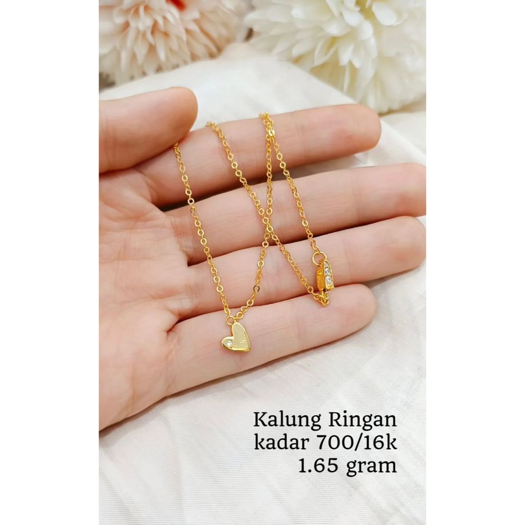 Set Kalung Liontin Hati Polos Permata Satu Koleksi Josean Emas Asli