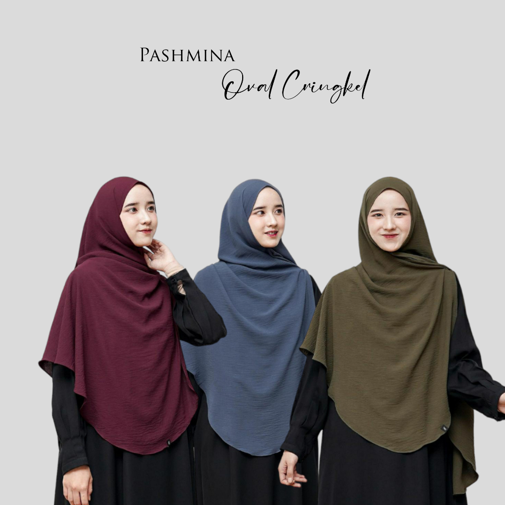 HIJAB PASHMINA OVAL CURVE JUMBO SYAR'I CRINKLE AIRFLOW SIZE XL