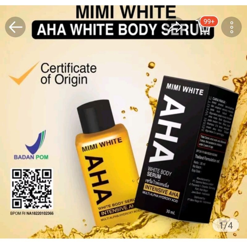 MIMI WHITE AHA/AHA WHITE BODYSERUM BPOM ORIGINAL