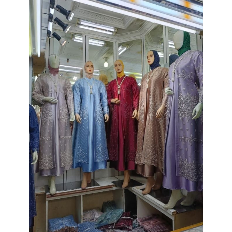 GAMIS TERBARU PESTA MEWAH SATIN KOMBINASI TILE SAPTO BORDIR