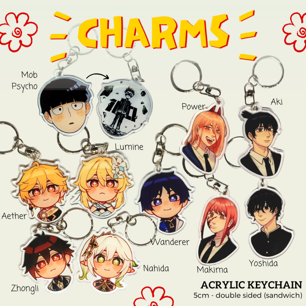 Keychain Genshin Impact Mob Psycho 100 chainsaw man