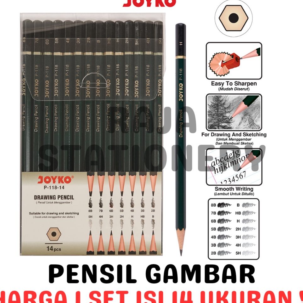 

KODE A74F Joyko Drawing Pencil SET 14 Sketch Pensil Gambar Joyko Sketsa P11814