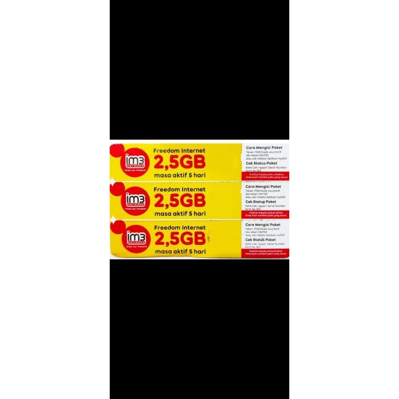 kuota Indosat 2.5gb 5hari.