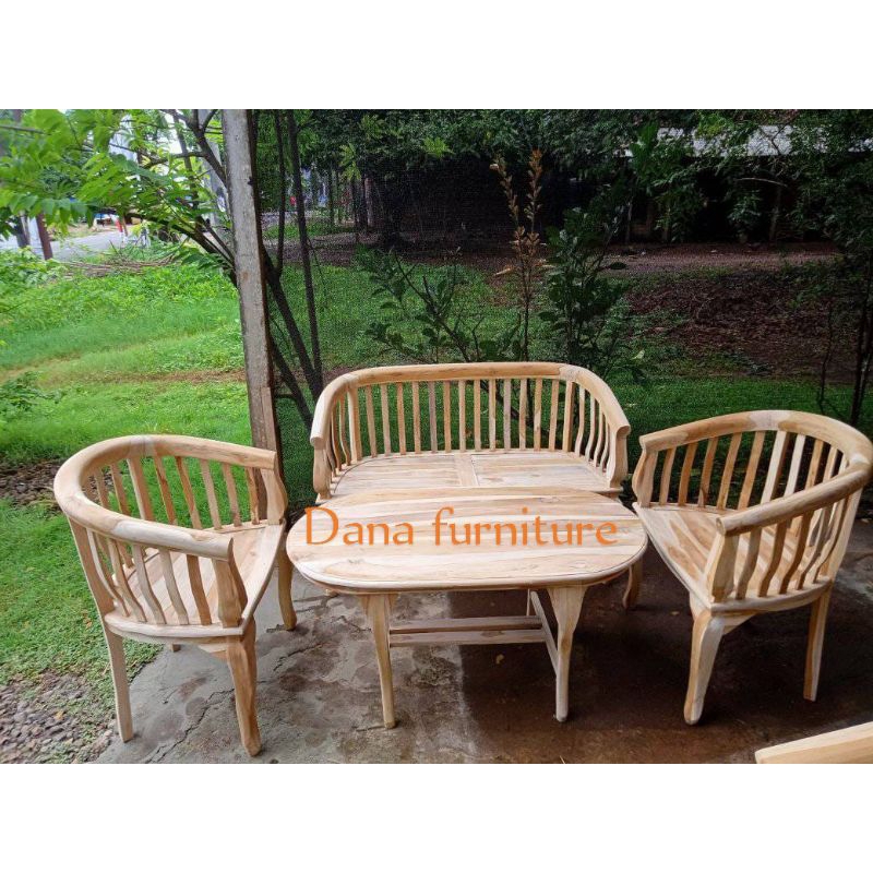 kursi bangku Betawi kayu jati mentahan