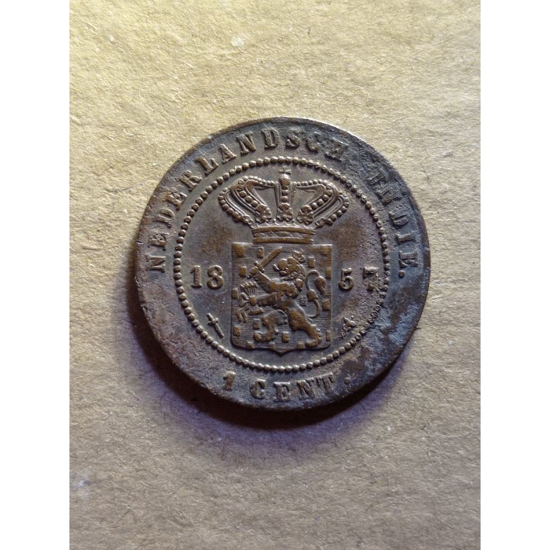 koin 1 cent NEDERLANDS indie penjajahan Belanda tahun 1857