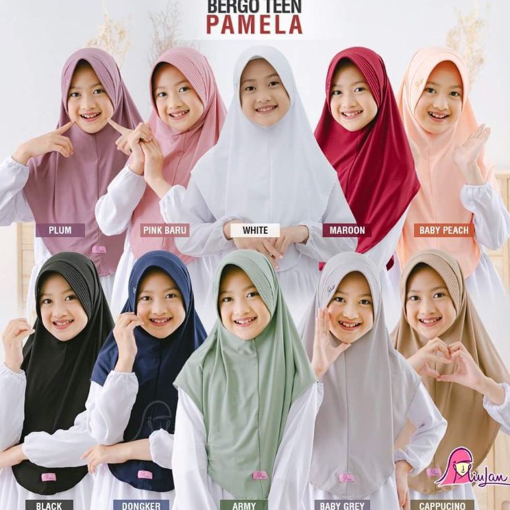 Harga Terkini  Bergo Miulan Teen Pamela Kids Teen Jilbab Anak Syari Kerudung Polos Anak