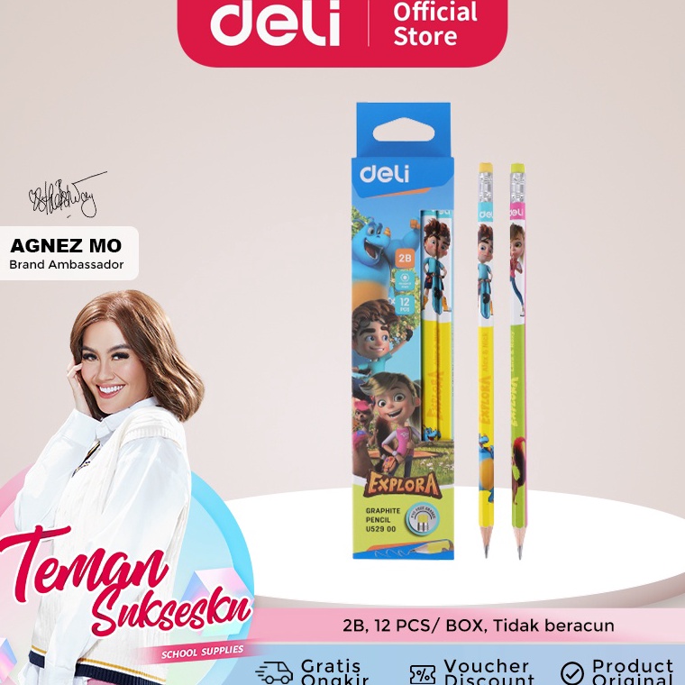 

KODE T17L Deli Graphite Pensil 2B Karakter Super Wings dengan penghapus 12pcsBox EU535