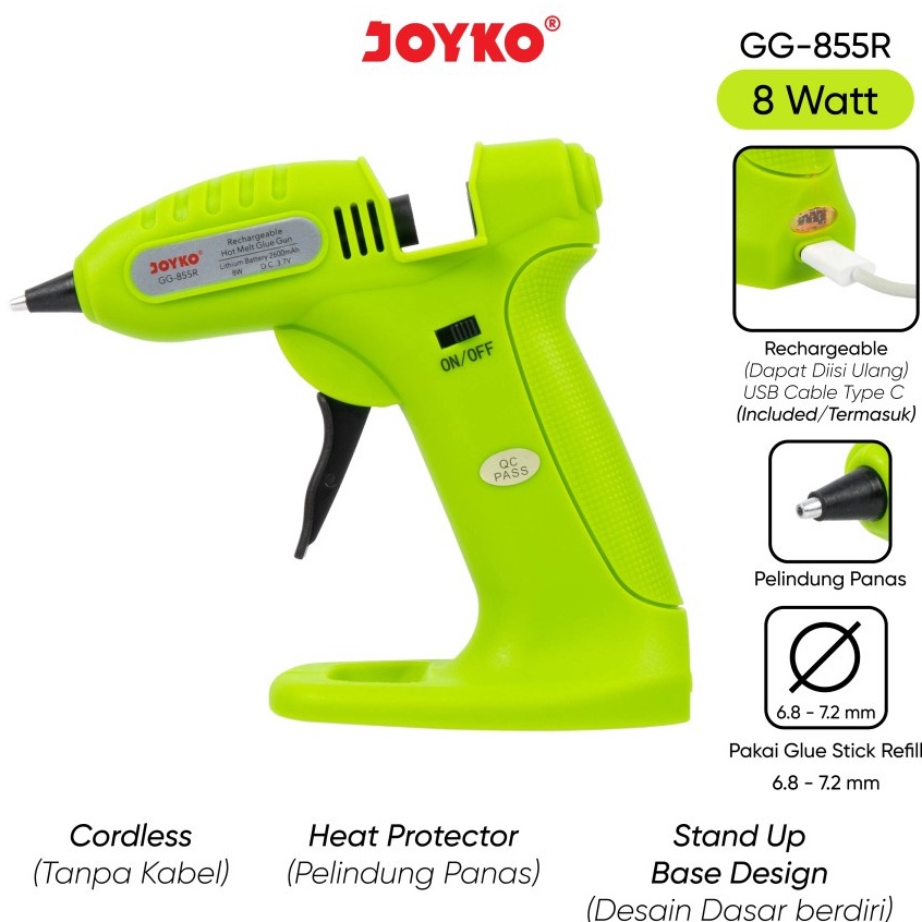 

KODE A38X Rechargeable Glue Gun JOYKO GG855R Lem Tembak Cordless Tanpa Kabel Cas Ulang
