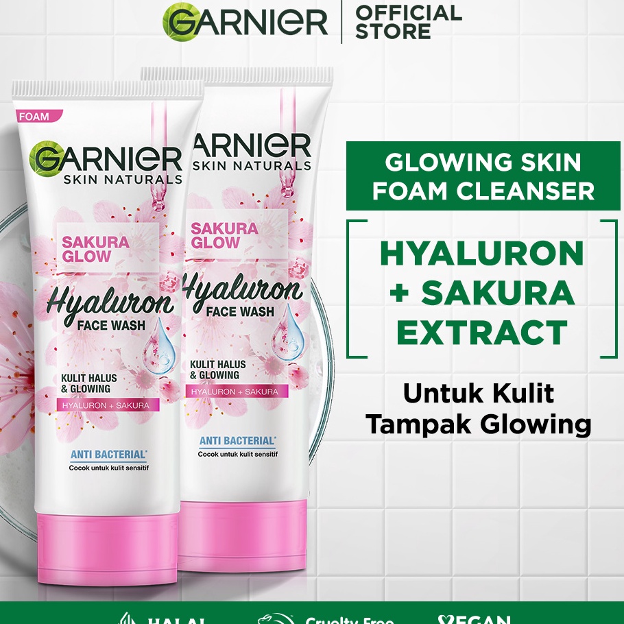 88 PAKET HEMAT ISI 2 Garnier Sakura Glow Glowing Face Wash Skin Care  1ml Pembersih Wajah Untuk Kuli