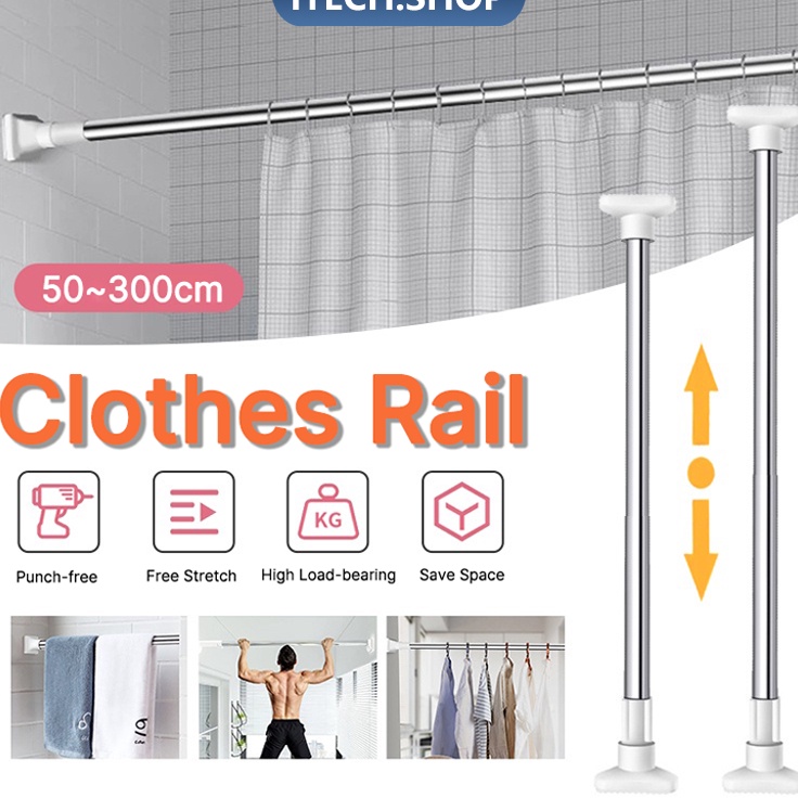 Model Ekonomis  Tiang Gantungan Pakaian Multifungsi 53cm Stainless Steel Clothes RailTiang Pipa Flek