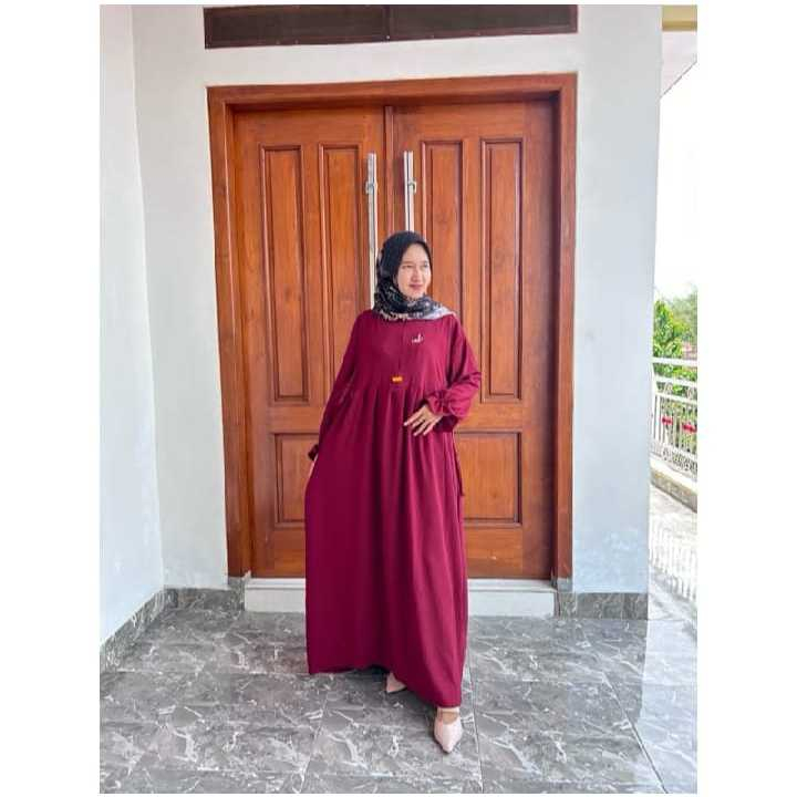 Gamis Aufa Dress gamis Polos Premium Busui Jumbo Size M - L - XL - XXL-marron