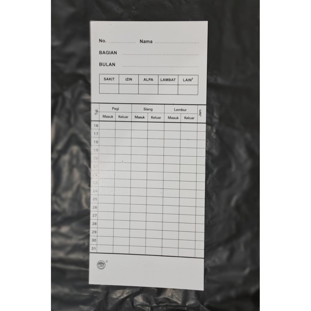 

KODE M65N Kartu Absensi merk Apel untuk Amano