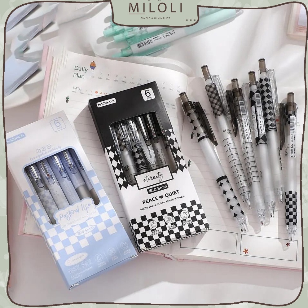 

KODE L98N MILOLI 6pcs PULPEN GEL MOKA 5mm Warna Solid Pen Gel Retractable Black Pena Cair D43