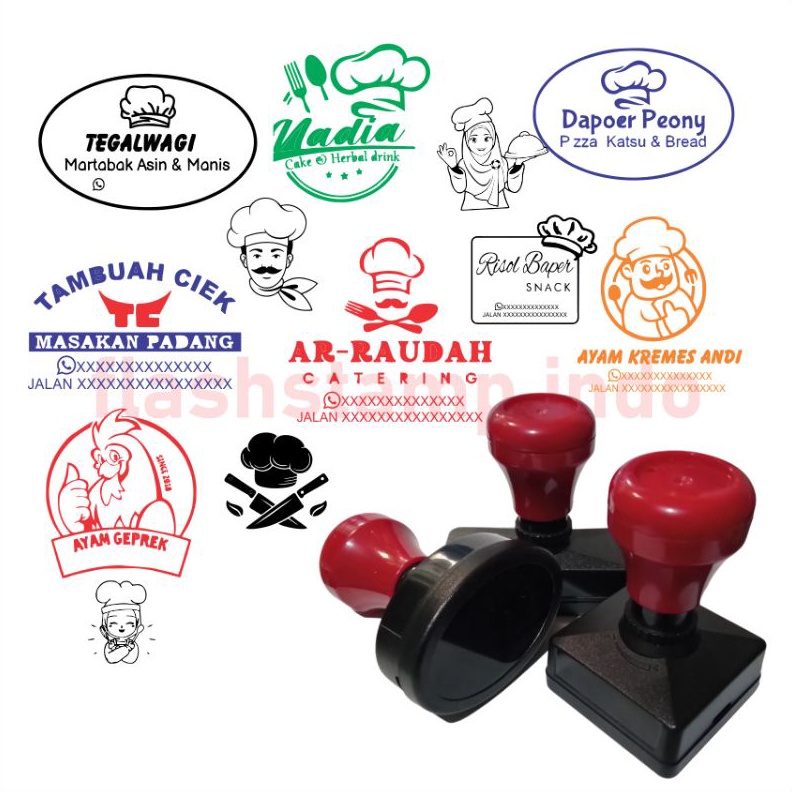 

KODE Y63B Stempel Catering Restoran dan Warung Makan snack dll otomotis bisa di isi ulang tinta hingga 2 warna