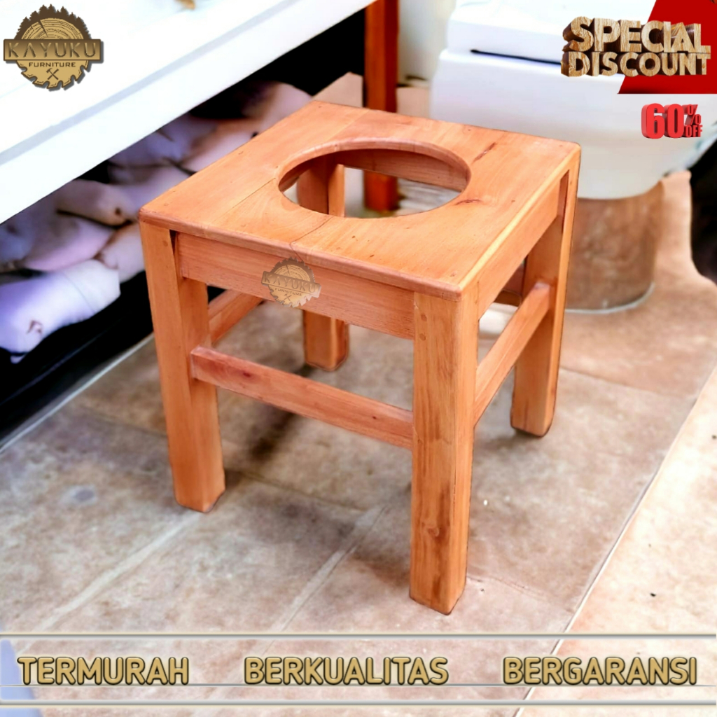 TERMURAH Kursi WC Jongkok Kursi Toilet kayu Mahoni Duduk Kursi Closet Portable  Duduk Untuk Orang Tu