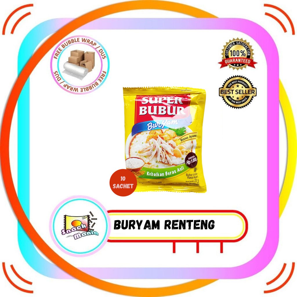 

Super Bubur BURYAM Bubur Rasa Ayam Instan 22 gr 10 sachet RENTENG