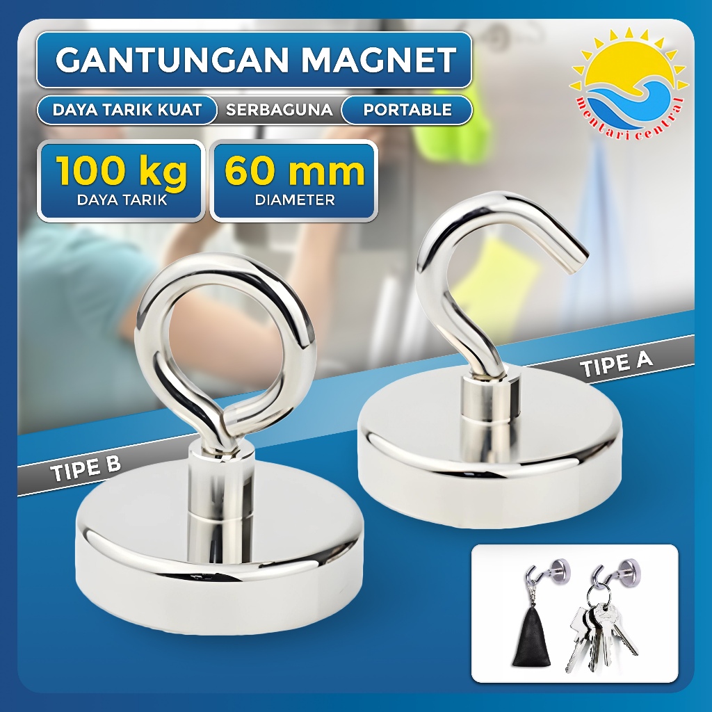 GANTUNGAN MAGNET SERBAGUNA  magnet neodymium / Strong Magnet Hooks 60mm