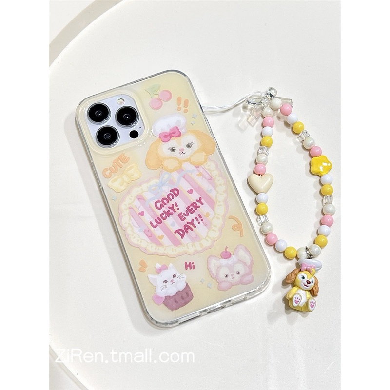 CASE IPHONE IMPORT KOREA + CHAIN CARTOON MILK DUFFY BEAR