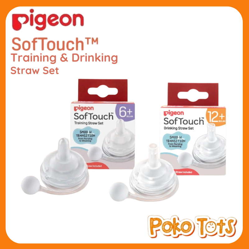 Pigeon Softouch Training & Drinking Straw Set Dot dan Sedotan Botol Susu Bayi