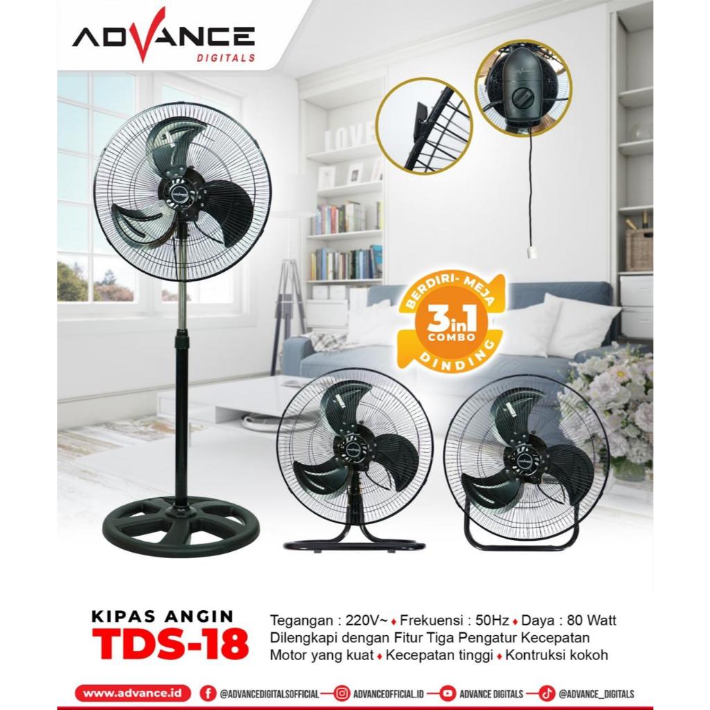 Advance Kipas Angin 3 IN 1 Fan TDS 18 // KIPAS ANGIN BESI 3 IN 1 // KIPAS DINDING // KIPAS BERDIRI /