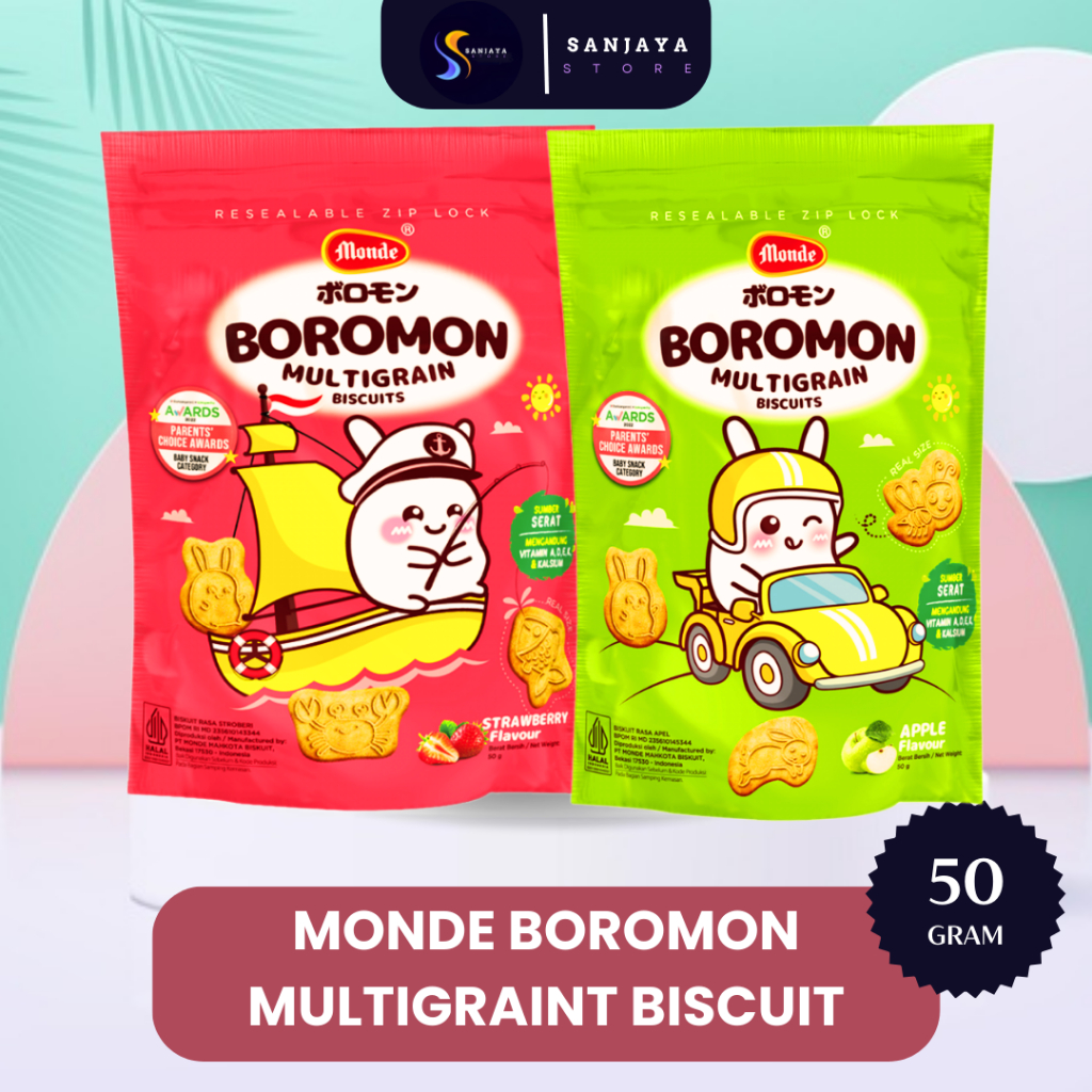 

Monde Boromon Multigrain Biscuit Apple Strawberry 50 gr Snack Anak