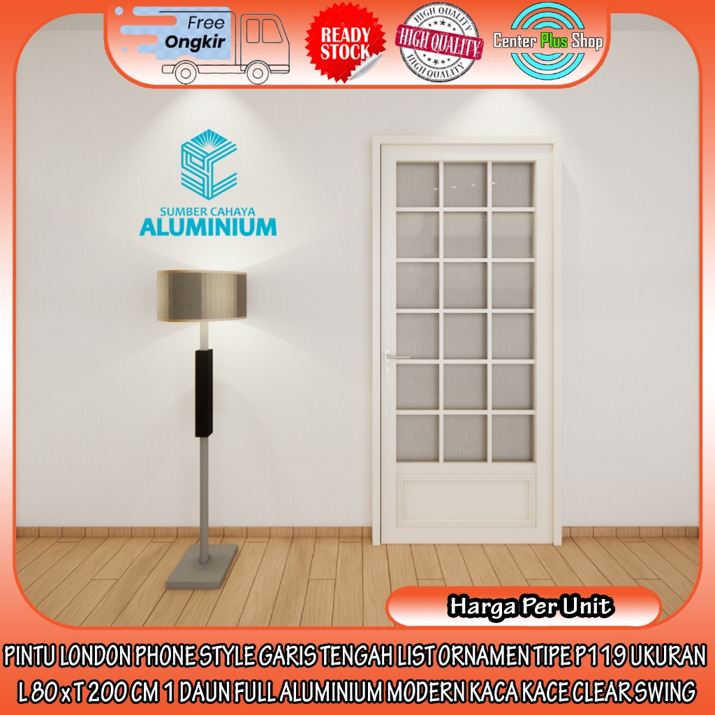[INSTANT] PINTU LONDON PHONE TIPE P119 UKURAN L 80 x T 200 CM STYLE GARIS TENGAH LIST ORNAMEN 1 DAUN