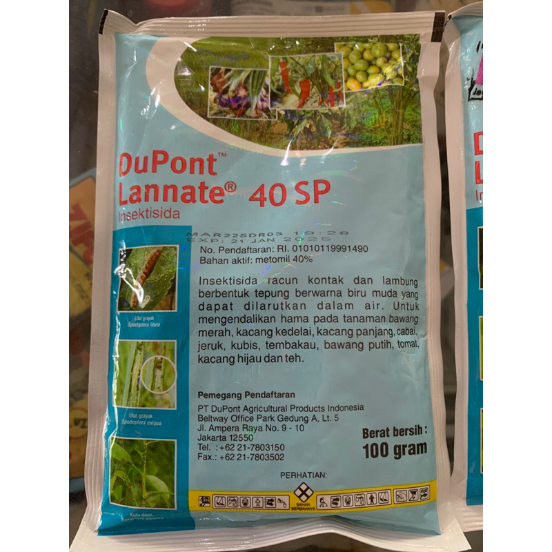 Dupont Lannate Biru 40 SP 100gr insektisida obat pembasmi ulat grayak.