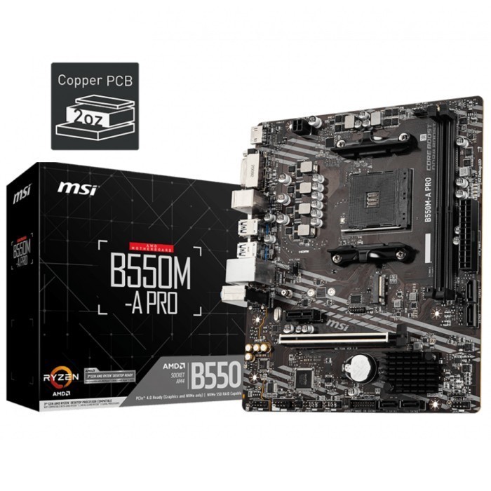 MSI B550M A Pro (AM4, AMD Promontory B550, DDR4, USB3.2, SATA3)