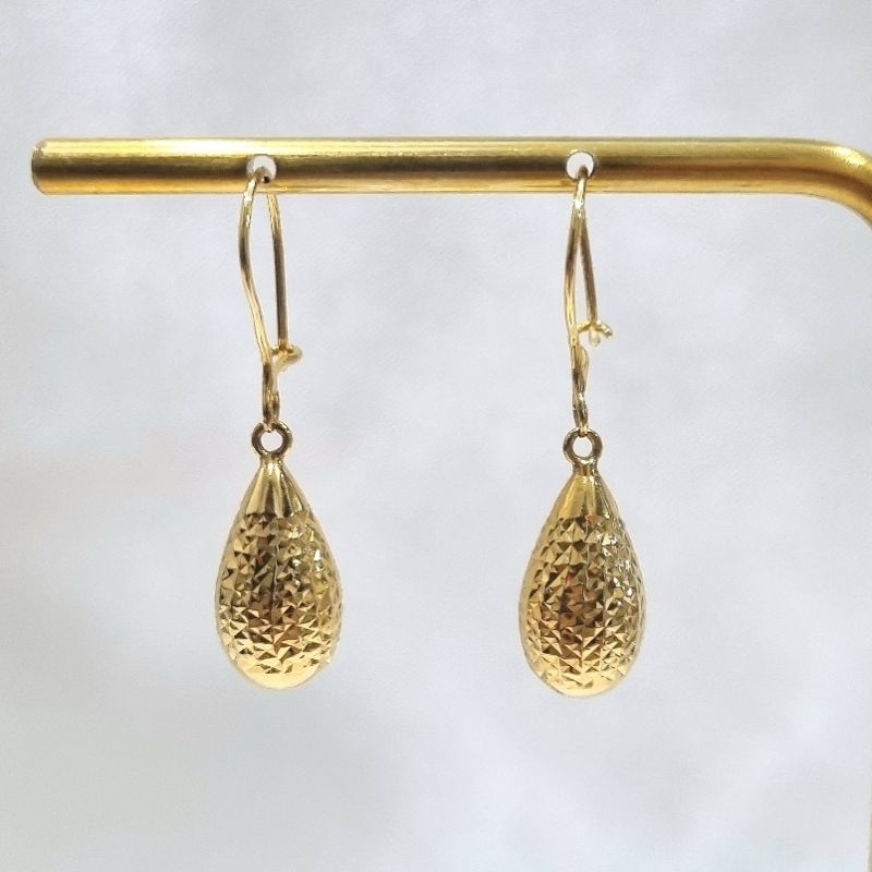 16K / 1.3 gr / 2.8 cm - Anting Kawat Tetes Batik Emas Tua Asli 70% 700 - PJ