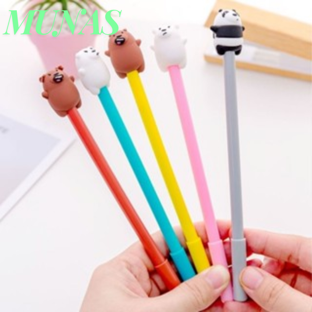 

MUNAS Pulpen Bears Pen Motif Karakter Pena Gel Karakter Bare Bear Beruang Lucu Stationary Alat Tulis Sekolah Kantor ATK Murah