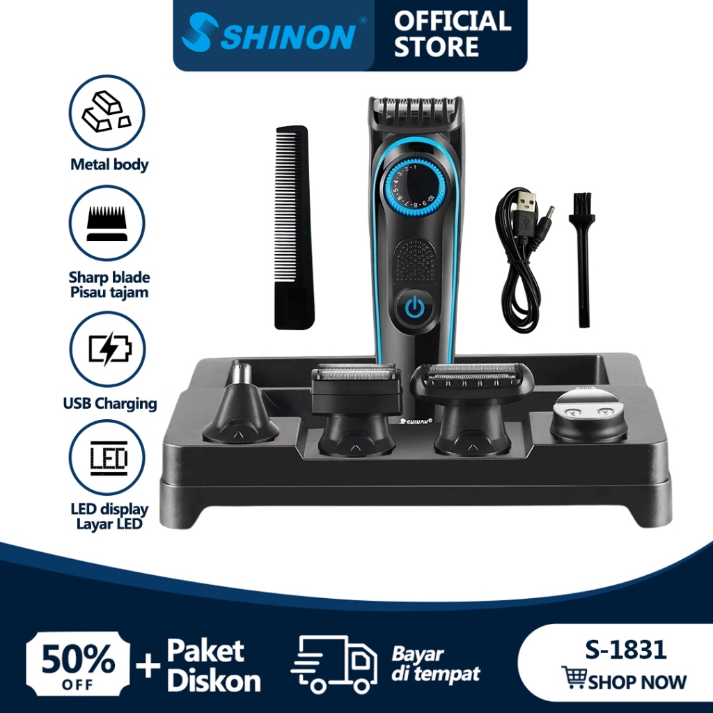 SHINON SH-1831USB Mesin Cukur Multifungsi /  Alat Cukur Rambut Elektrik / Rambut Hair Clipper Origin