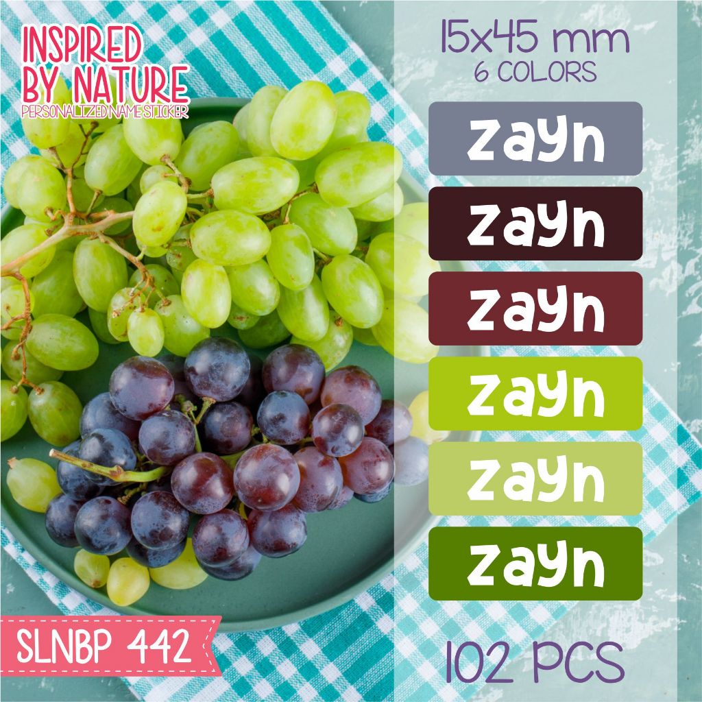 

Stiker label nama waterproof kartun sepatu fruit buku sekolah anak anggur SLNBP 442