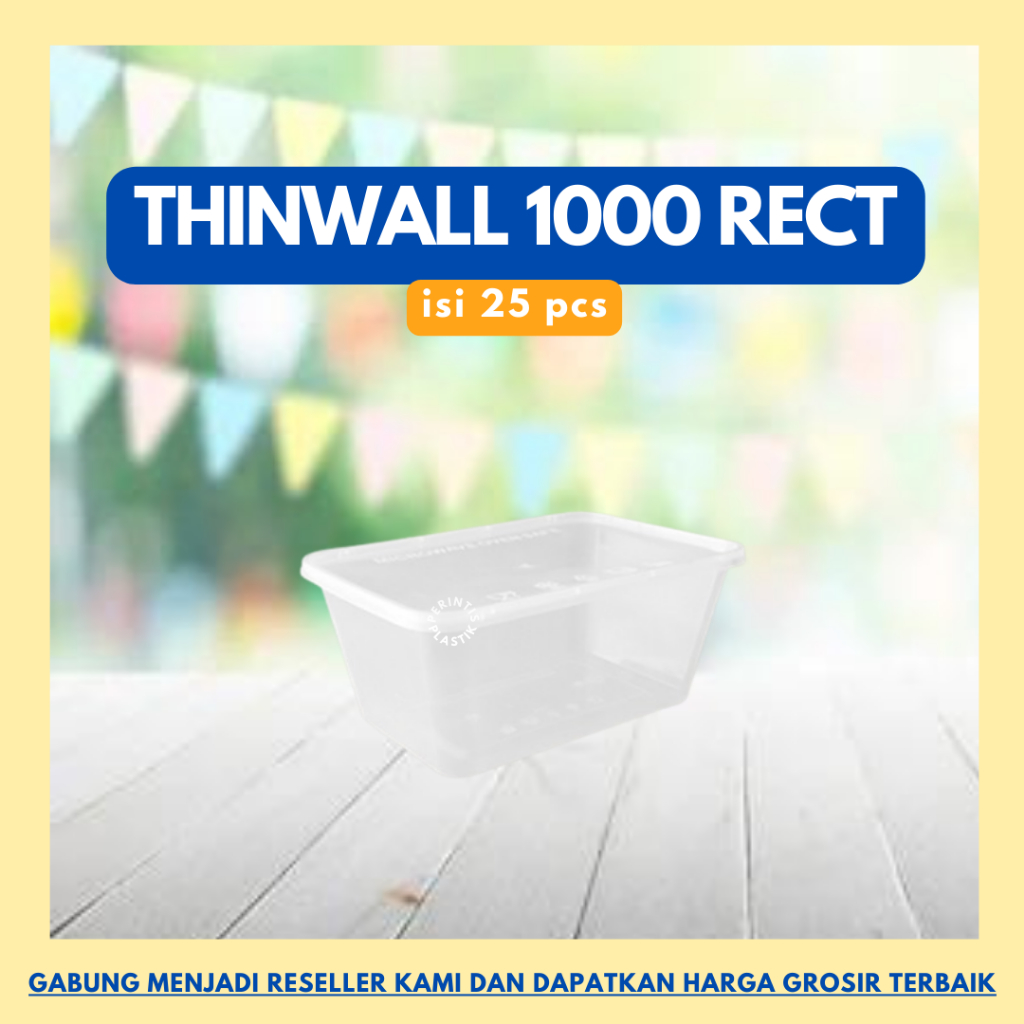 Thinwall Rect 1000ml isi 25 pcs/ Thinwall Persegi Panjang/Kotak Makan Plastik