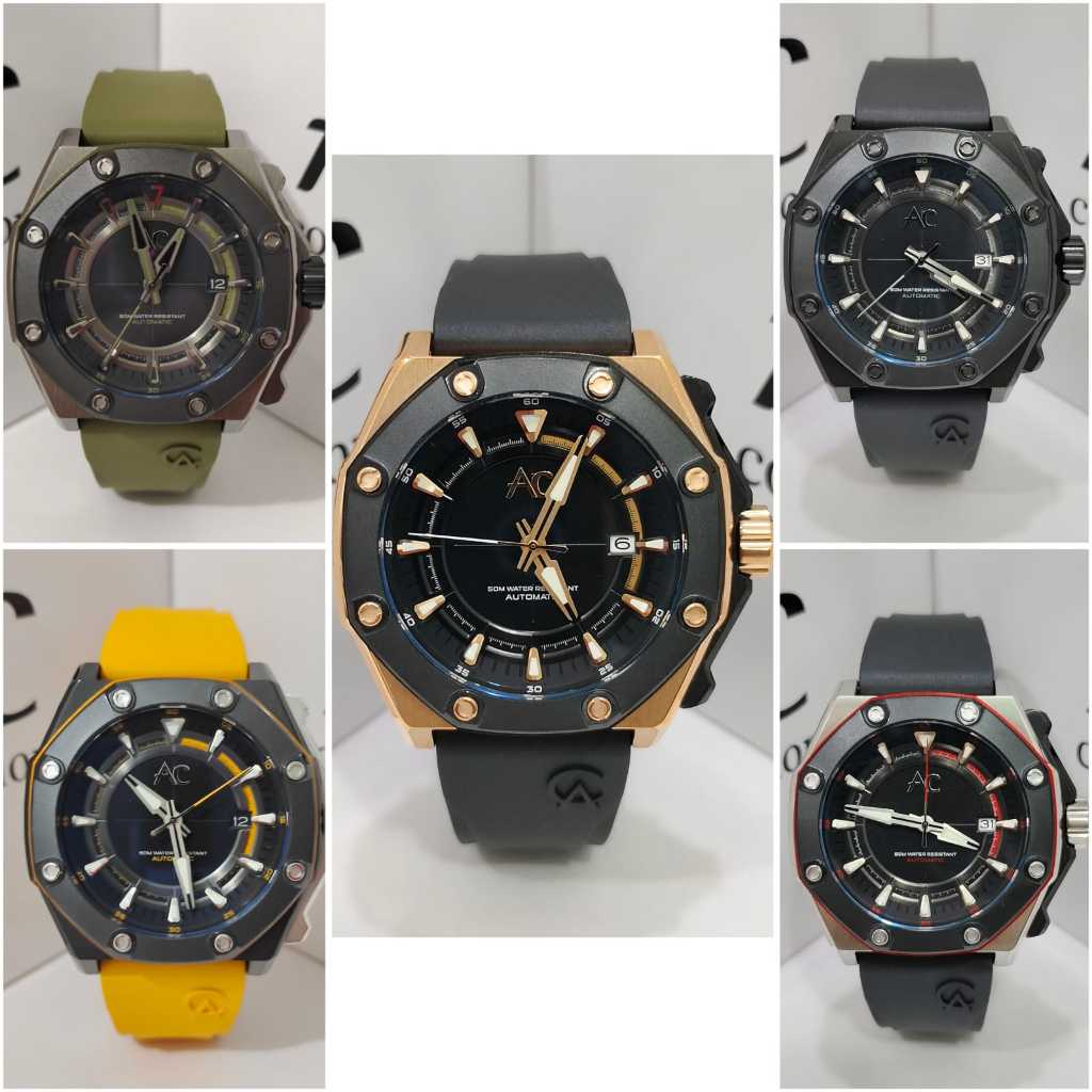 Jam Pria Alexandre Christie AC9601 AC 9601 Rubber Automatic Original Garansi Resmi Alexander Christi