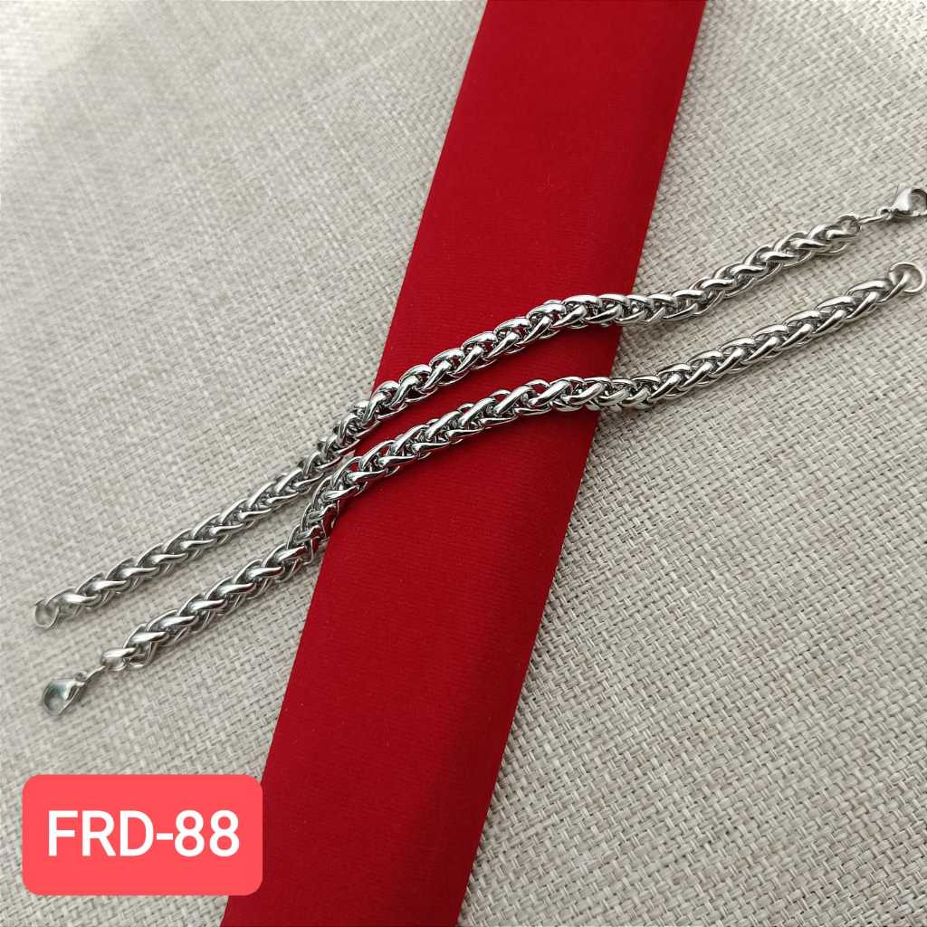 GELANG RANTAI KEPANG BULAT TITANIUM STAINLESS STEEL SILVER/EMAS FASHION PRIA DAN WANITA