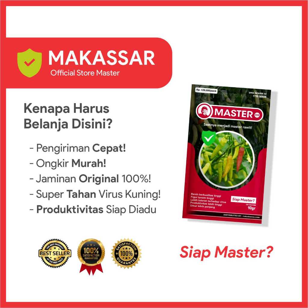 Benih Bibit Cabe Rawit - MASTER - 1750 butir - Makassar