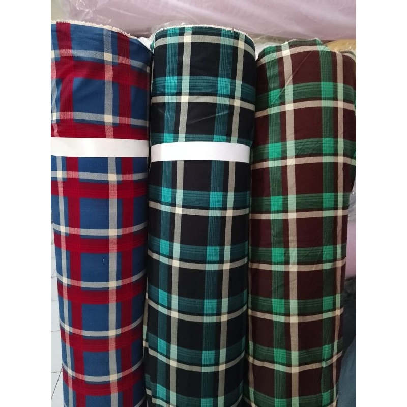 kain katun linen rami motif garis kotak premium 0,5 meter motif garis grade A kain rami motif