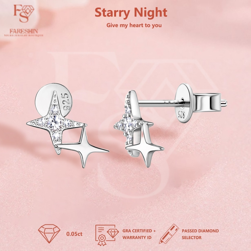 Fareshin Jewelry_Anting moissanite_Starry Night Moissanite Earrings